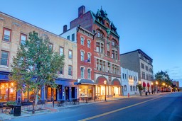 A row of historic buildings in Bethlehem, Pennsylvania.