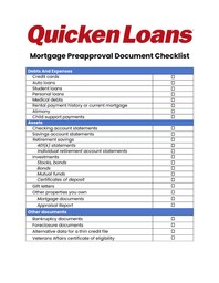 Quicken Loans Mortgage Preapproval Checklist Page 2