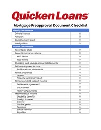 Quicken Loans Mortgage Preapproval Checklist Page 1