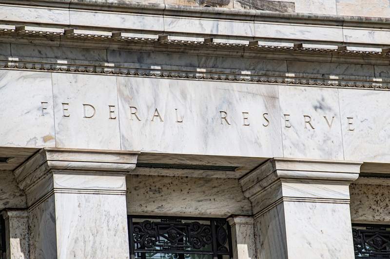 The exterior of the Federal Reserve.